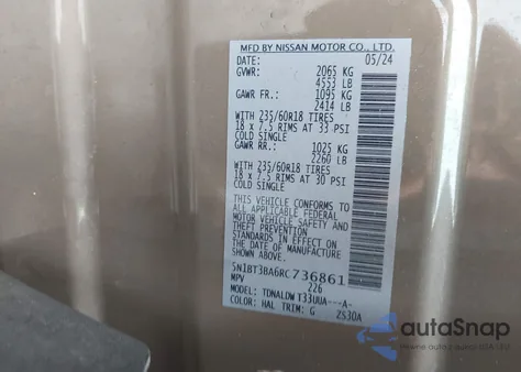 2024 Nissan Rogue Sv Fwd z USA, uszkodzony, nr VIN 5N1BT3BA6RC736861